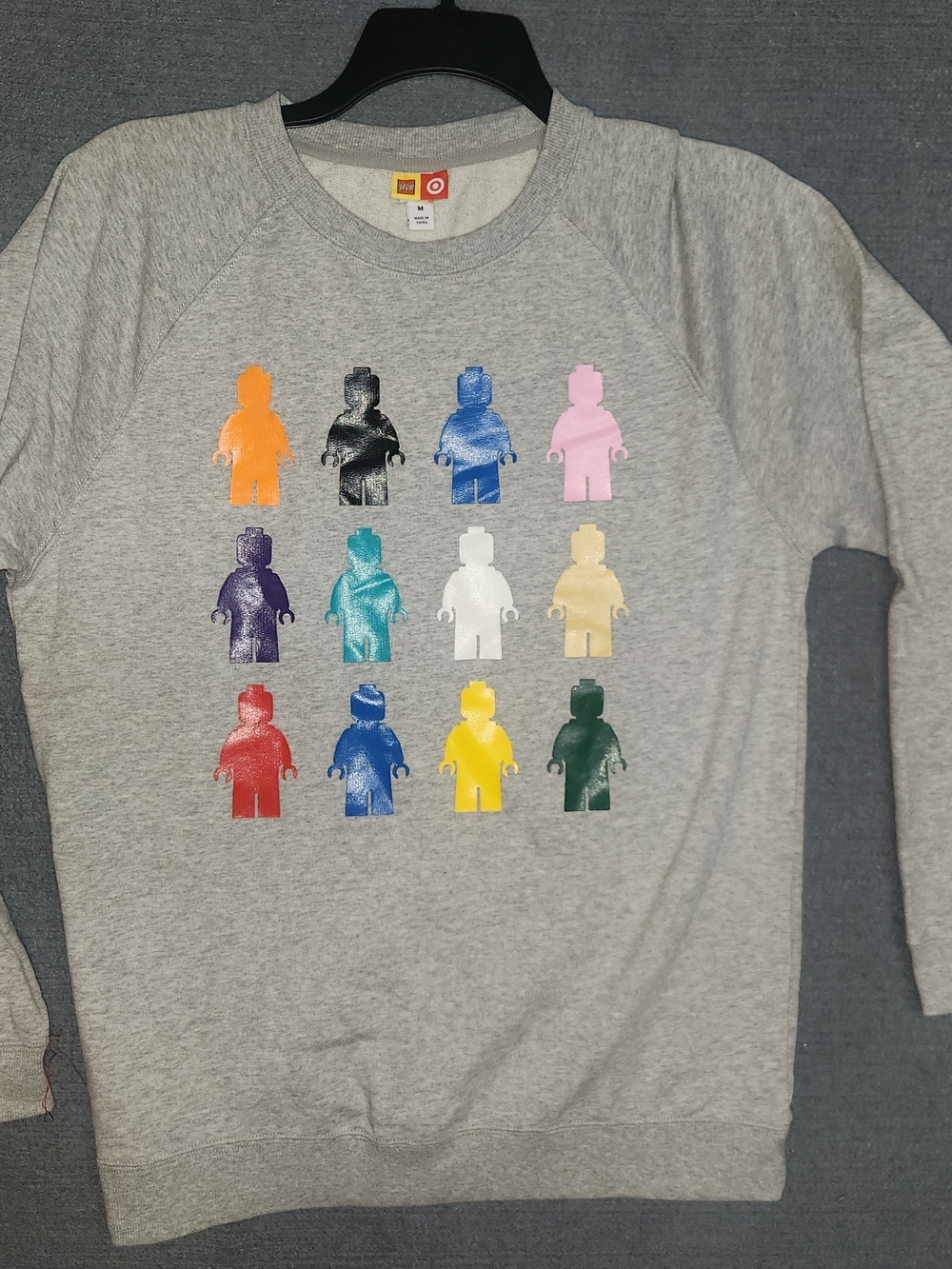 Grey Sweatshirt with Colorful Figure Print #388